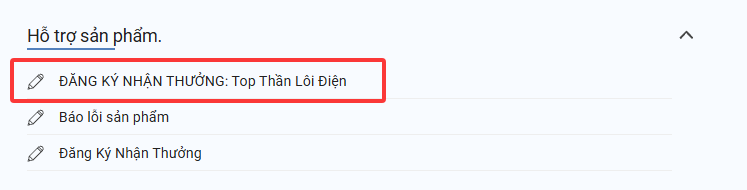 Giao diện Đăng ký nhận thưởng