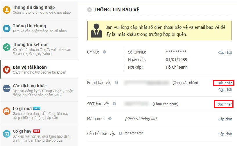 Cap nhat thong tin tai khoan Cap nhat thong tin tai khoan