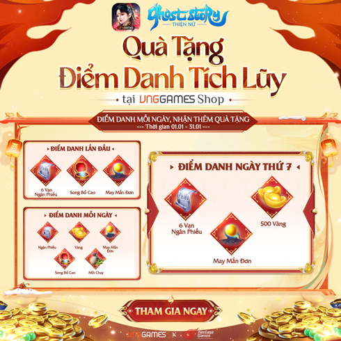 Quà Điểm Danh Tại VNGGAMES Shop - Tháng 01