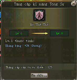 Tăng cấp kỹ năng Tông Sư