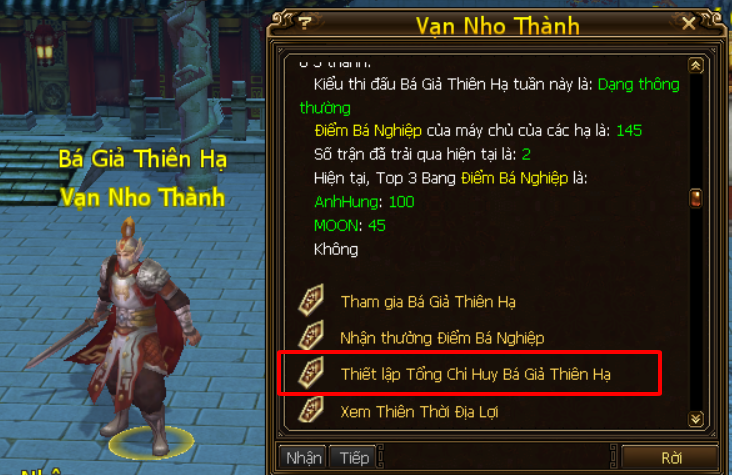 Thiết lập Tổng Chỉ Huy
